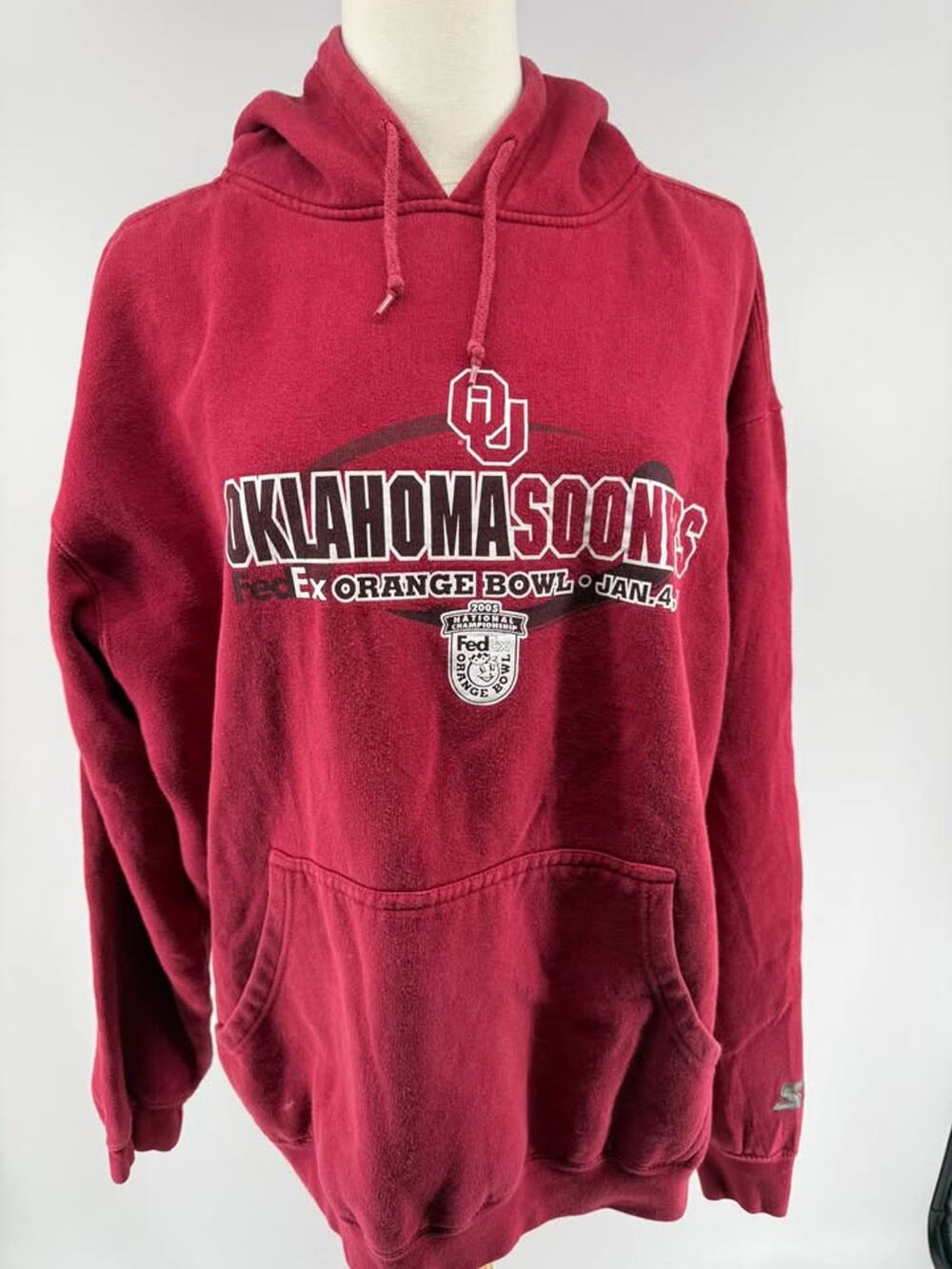 Vintage 2005 Oklahoma Sooners Starter Hoodie XL FedEx Orange Bowl
